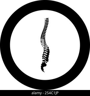 Spine icon black color in circle. Spine icon black color in circle vector illustration isolated Stock Vector
