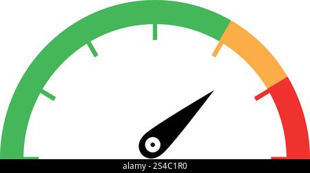 Speedometer green orange red color icon black color vector illustration isolated Stock Vector