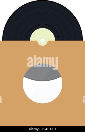 Vinyl record in envelope icon. Vinyl record in envelope icon. Flat color design. Vector illustration. Stock Vector