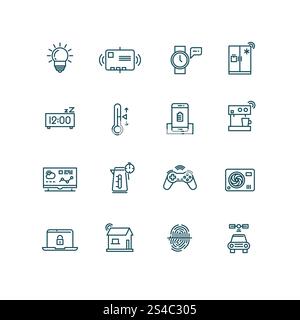 Smart house icons. Home automation control systems symbols for Internet of things concept. Smart house icons. Home automation control systems symbols for Internet of things concept. Icon thing for smart house system and technology device smart house. Vector illustration Stock Vector