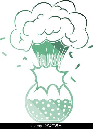 Icon Explosion Of Chemistry Flask. Flat Color Design. Vector ...
