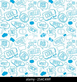 Vector doodle seamless pattern with speech bubbles. Vector doodle seamless pattern with speech bubbles. Background with words of exclamation in linear style illustration Stock Vector