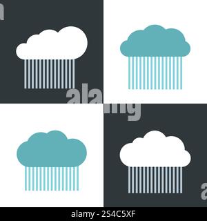 Flat cloud icons with rain on white and dark background. Flat cloud icons with rain on white and dark background. Storm rain icon, vector illustration Stock Vector