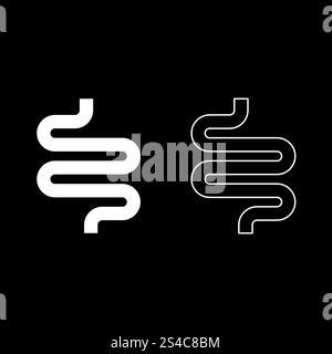 Intestine or bowels icon set white color vector illustration flat style simple image outline Stock Vector