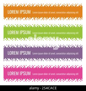 Business banners, headers, footers, titles with pixel effect vector set. Business banners, headers, footers, titles with pixel effect vector set. Card trendy design illustration Stock Vector