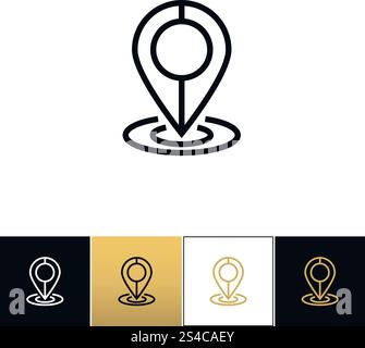 Map pin line vector icon. Map pin line vector icon. Map pin line program on black, white and gold background Stock Vector