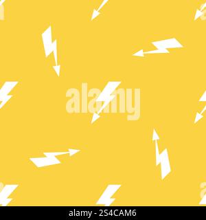 White lightnings yellow vector seamless pattern. White lightnings yellow seamless pattern background. Vector illustration Stock Vector