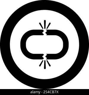 Broken link icon black color in circle round vector I Stock Vector ...