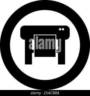 Plotter icon black color in circle round vector illustration Stock Vector