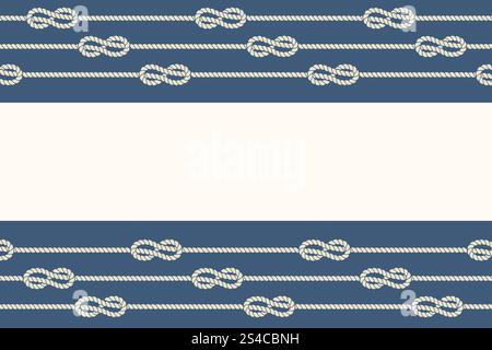 Marine ropes and knots borders frame. Marine ropes and knots borders frame. Design graphic element, loop string, vector illustration Stock Vector