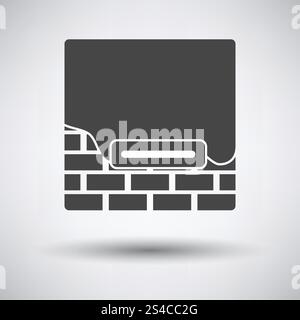 Icon of plastered brick wall . Icon of plastered brick wall  on gray background, round shadow. Vector illustration. Stock Vector