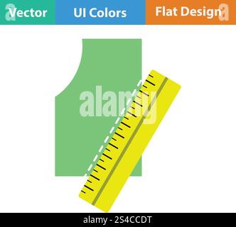 Sewing pattern icon. Sewing pattern icon. Flat color design. Vector illustration. Stock Vector