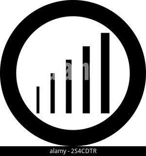 Growth chart icon black color in circle round vector illustration Stock Vector