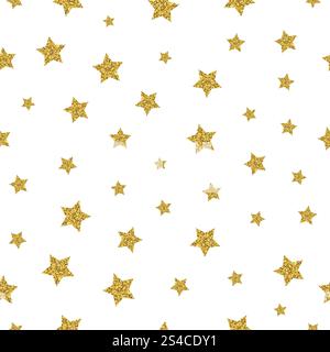 Gold stars vector seamless pattern. Gold stars vector seamless pattern. Sparkling star gold, seamless gold star, pattern decoration star illustration Stock Vector