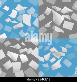 Flying blank paper sheets vector set. Flying blank paper sheets vector set. Blank paper, sheet paper fly, page papper document illustration Stock Vector