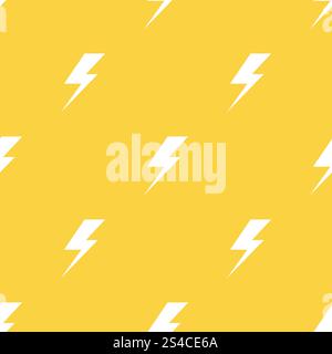 White lightnings yellow vector seamless pattern. White lightnings yellow vector seamless pattern. Storm background illustration Stock Vector
