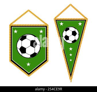 Set of soccer pennants isolated white. A pair of soccer pennants isolated white. Set of element for football club. Vector illustration Stock Vector