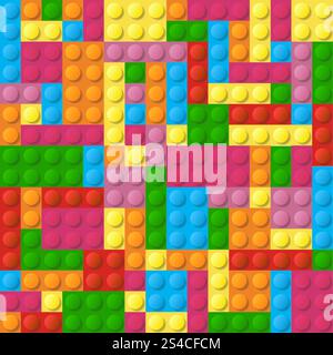 Colored plastic bricks seamless vector pattern. Colored plastic bricks seamless vector pattern. Game constructor structure for development illustration Stock Vector