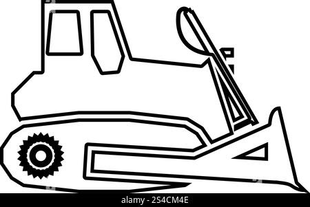 Bulldozer icon black color vector illustration flat style simple image Stock Vector