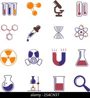 Collection vector icons laboratory instruments in flat style Stock ...