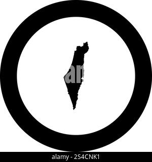 Map of Israel icon black color in round circle outline vector I Stock ...