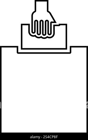 Hand puts a blank in a box for suggestion the voter throws a ticket icon black color vector illustration flat style simple image Stock Vector