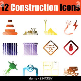 building under construction gradient color silhouette from blue to ...