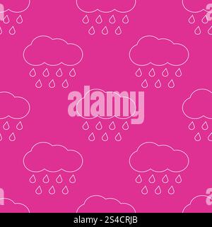 Outline vector rainy clouds seamless pattern. Outline vector rainy clouds seamless pattern. Weather nature rain illustration Stock Vector