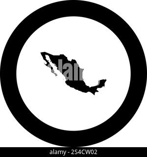 Map of Mexico icon black color in round circle vector illustration Stock Vector