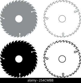 Circular disk icon set grey black color illustration flat style simple image Stock Vector