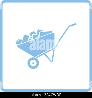 Icon of construction cart . Blue frame design. Vector illustration. Stock Vector