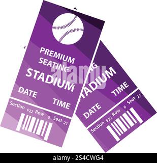 Baseball tickets icon. Baseball tickets icon. Flat color design. Vector illustration. Stock Vector