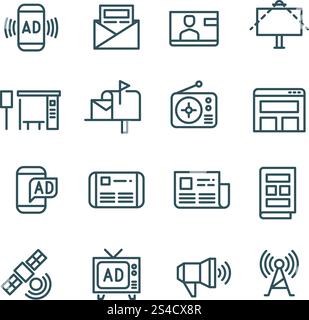 Advertising channels linear icons set Stock Vector Image & Art - Alamy