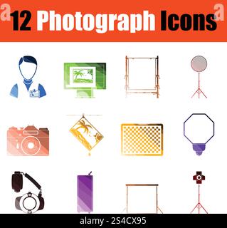 Set of Photography icons. Gradient color design. Vector illustration ...