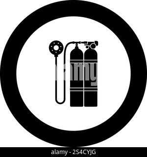 Aqualung scuba icon black color in round circle vector illustration Stock Vector