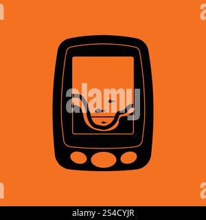 Icon of echo sounder  . Orange background with black. Vector illustration. Stock Vector