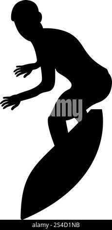 Surfer on surferboard icon black color vector illustration flat style simple image Stock Vector