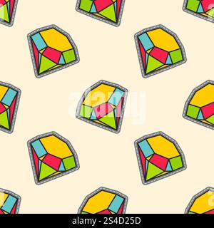 Colorful diamonds patch seamless pattern. Background with color diamond illustration. Colorful diamonds patch seamless pattern Stock Vector