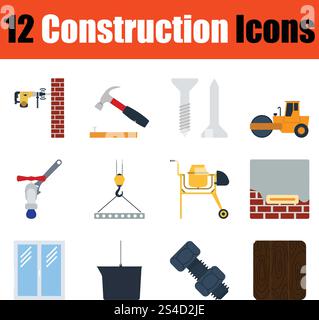Construction icon set. Color  design. Vector illustration. Stock Vector