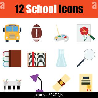 School icon set. Color  design. Vector illustration. Stock Vector