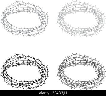 Thorn wreath or barbed wire icon set grey black color illustration flat style simple image Stock Vector
