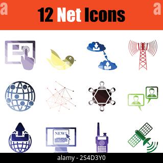Set of communication icons. Gradient color design. Vector illustration. Stock Vector