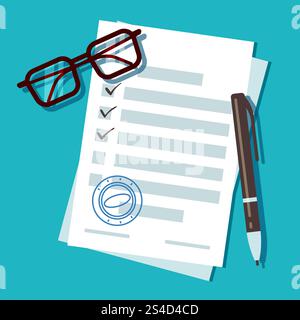 Loan application form document, mortgage vector concept. Document for loan for home, car and business illustration. Loan application form document, mortgage vector concept Stock Vector
