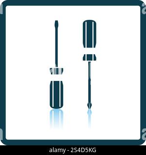 Screwdriver icon. Shadow reflection design. Vector illustration. Stock Vector
