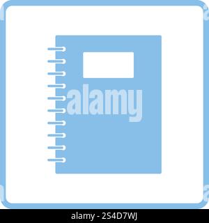 Exercise book with pen icon. Blue frame design. Vector illustration. Stock Vector
