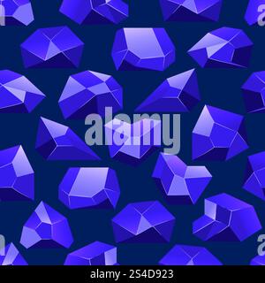 Dark blue vector crystals seamless pattern. Background wallpaper illustration with stone. Dark blue vector crystals seamless pattern Stock Vector
