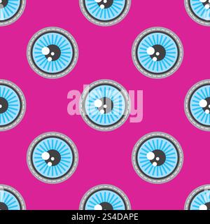 Blue eyes patch vector seamless pattern. Wallpaper with round eye illustration. Blue eyes patch vector seamless pattern Stock Vector