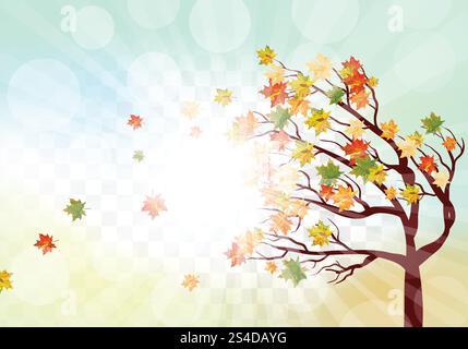 Autumn  Frame With Falling  Maple Leaves on transparency (alpha) grid background. Vector illustration. Stock Vector
