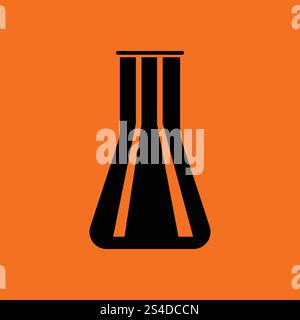 Chemical bulbs icon. Orange background with black. Vector illustration. Stock Vector