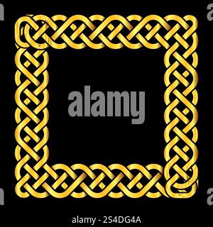 Square golden celtic knots vector frame. Decoration element isolated illustration. Square golden celtic knots vector frame Stock Vector